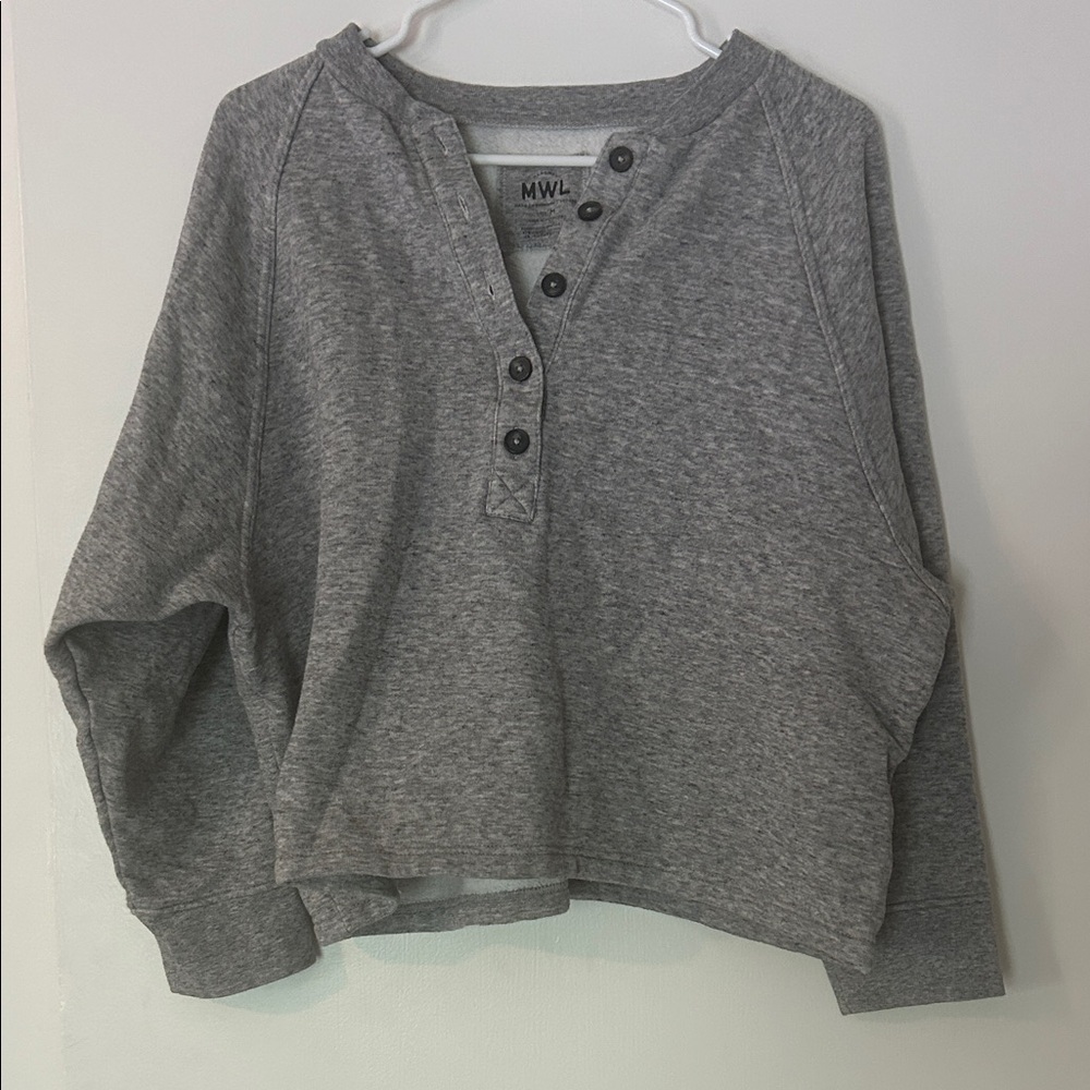 Madewell Gray Henley Sweatshirt